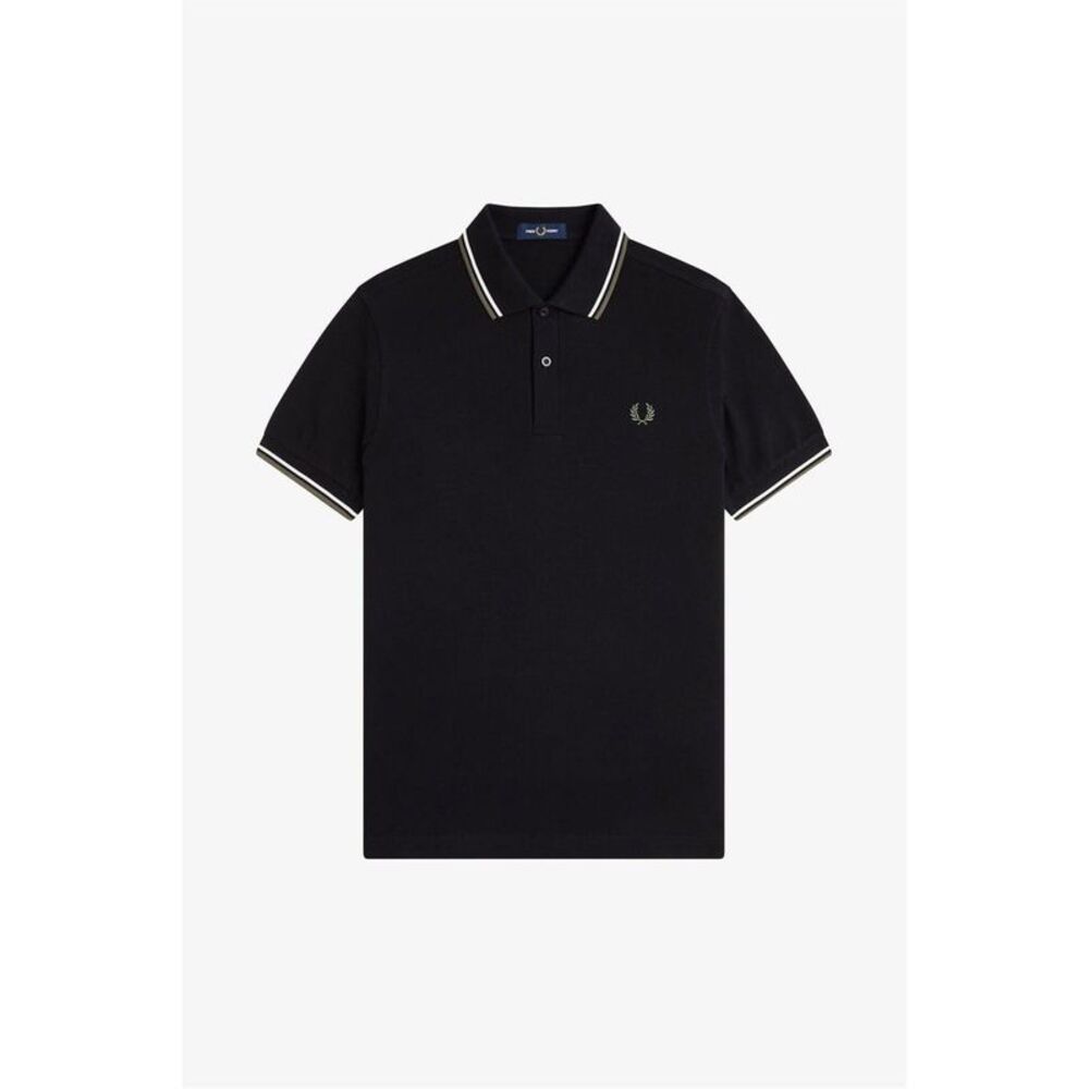 Fred Perry Mens Twin Tip Polo Shirt / Black/Gray